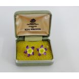 A pair of Royal Worcester porcelain flower earrings