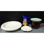 A mixed lot to include a Wedgwood Queens ware bowl and vine leaf, a Moorcroft style jug and a