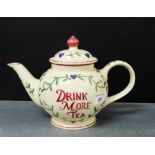 Bridgewater for Past times 'Drink more tea, love and live happy' teapot