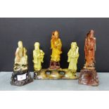 A group of five carved soapstone figures, tallest 22cm, (5)