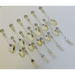 Victorian Scottish silver Queens pattern flatwares to include a set of six table spoons, five