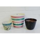 A collection of mid century planters to include Brentleigh, Isle of Man Pottery and Rorstrand of