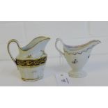 Two late 18th century Newhall milk jugs, tallest 11cm, (2)