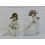 Two Nao Spanish porcelain figures to include 'Girl in a Sun Hat' and another 'Girl feeding a