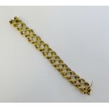9 carat gold textured link bracelet, the clasp bearing a full set of hallmarks