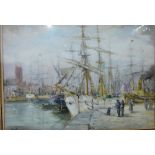 Henri Arden (1858-1917) 'Harbour Scene' Pastel, signed lower left, in a glazed gilt wood frame, 27 x