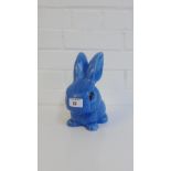 A blue glazed Sylvac style bunny rabbit, 21cm high