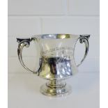 George V silver twin handled trophy cup, inscribed Polytechnic Touring Association Ltd