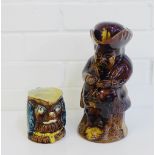 A Scottish treacle glazed Toby jug including his hat lid, together with a Scottish Majolica jug