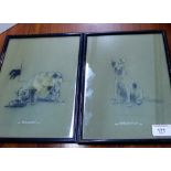 Circle of Cecil Alden, two pencil and chalk drawings of Terriers to include 'Realisation' and '