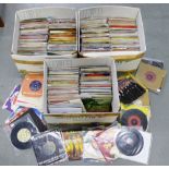 Three cartons containing a collection of 45' singles of miscellaneous pop genre, (3)