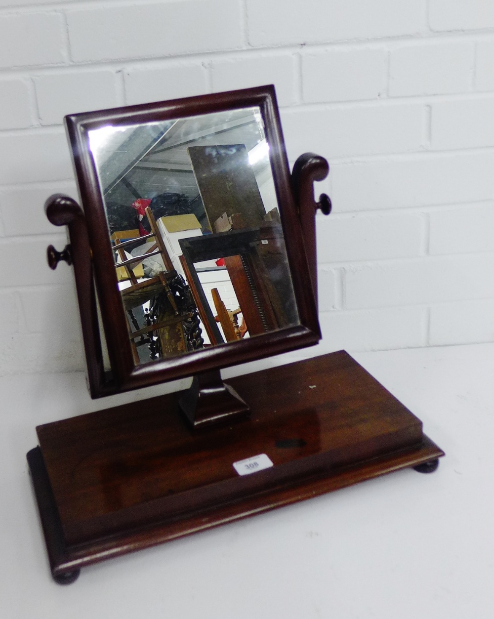 A Victorian mahogany dressing table mirror, 43 x 45cm