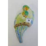 A Clarice Cliff Budgerigar wall pocket with impressed number 871 and Newport Pottery backstamp, 22cm