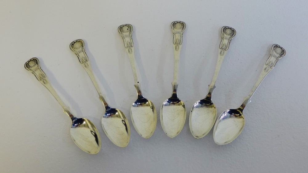 Victorian Scottish silver Kings pattern set of six teaspoons with makers marks for Edwin Milidge,