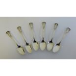 Victorian Scottish silver Kings pattern set of six teaspoons with makers marks for Edwin Milidge,