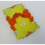 A Clarice Cliff 'Autumn Leaves' moulded dish of rectangular form with Newport Pottery mark to the