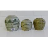 A group of three Chinese provincial pottery jars, tallest 17cm, (3)
