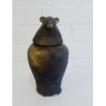 A contemporary Studio Art Mouse pottery jar and cover with impressed seal mark monogram, 25cm high