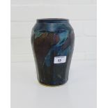 A Studio pottery high shouldered baluster vase with oxidised glaze and indistinct impressed monogram