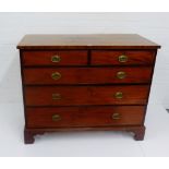 A 19th century mahogany chest fitted two short and three long graduating drawers, on bracket