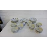 Masons blue and white 'Denmark' patterned tea wares, to include cups, saucers, side plates, sugar