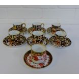 A collection of six Royal Crown Derby Imari coffee cans and saucers in pattern No. 2451, together