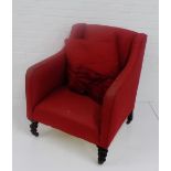 A red upholstered armchair, 86 x 70cm