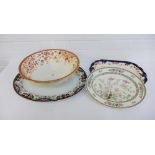 19th century Staffordshire wares to include a Kutani patterned basin and three various ashets, (4)