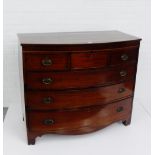 A 19th century mahogany bow front chest with three short and three long drawers, 102 x 120cm