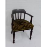 Mahogany framed captain's chair with floral upholstered seat, 78 x 58cm