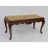 A hardwood coffee table on cabriole legs, 46 x 92cm