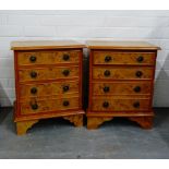 A pair of burrwood bedside chests, 52 x 42cm (2)