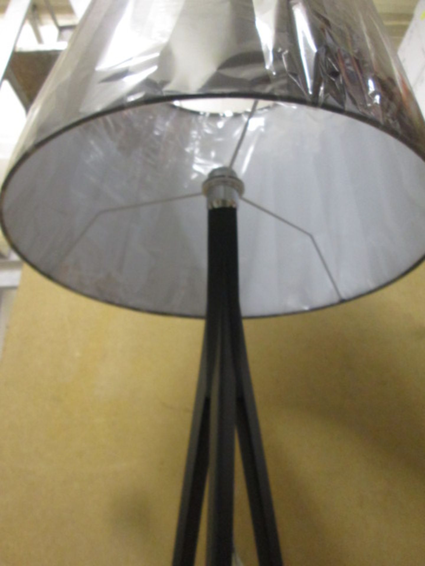 Black Metal Tripod Floor Lamp with Matt Black Lamp/Light Shade (H) 45cm x (D) 55cm. Total Height - Image 2 of 3