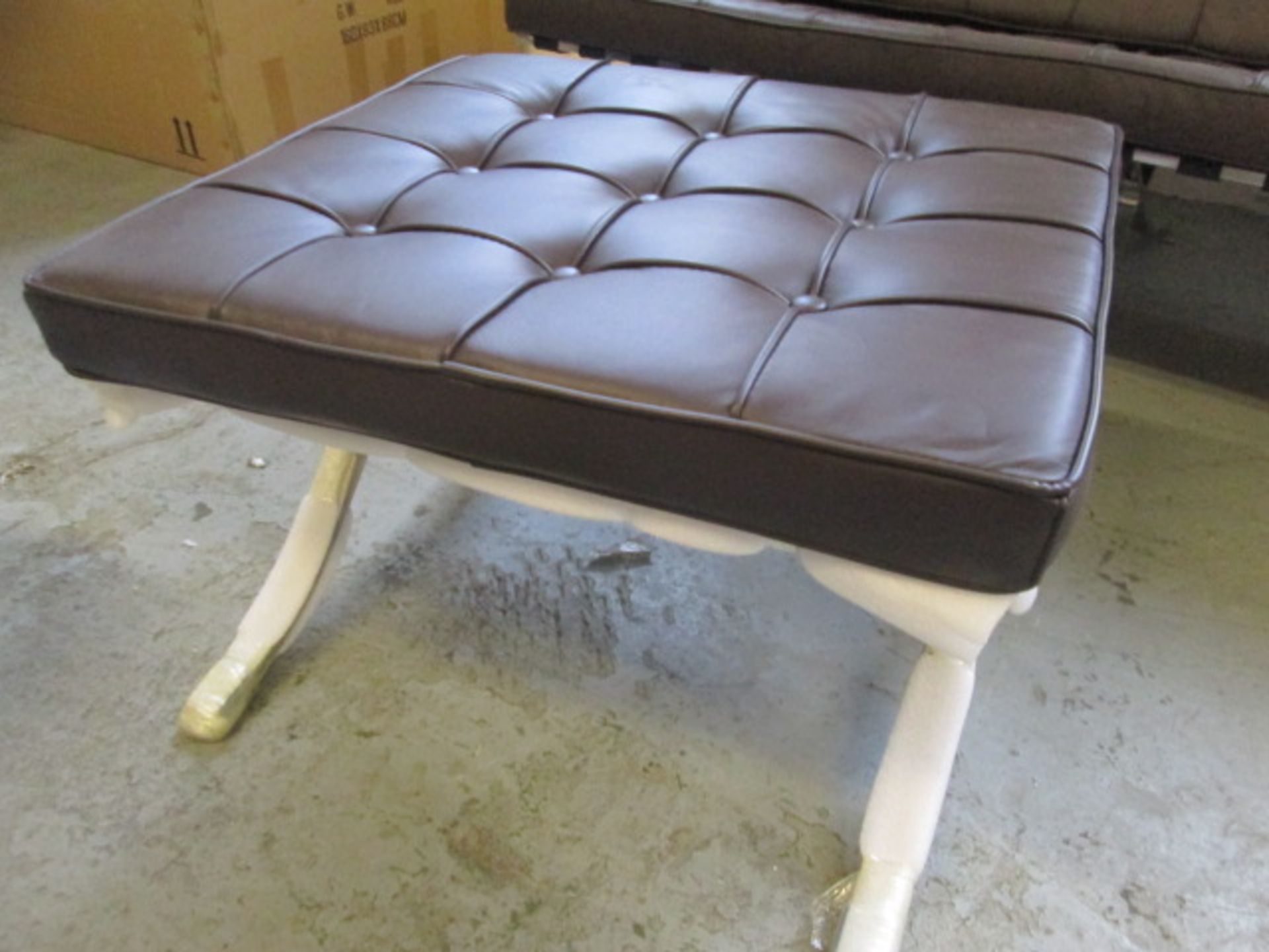 Boxed/As New: Pavilion Style 2 Seater Polished Stainless Steel Sofa with Brown Leather Cushions & - Image 4 of 6