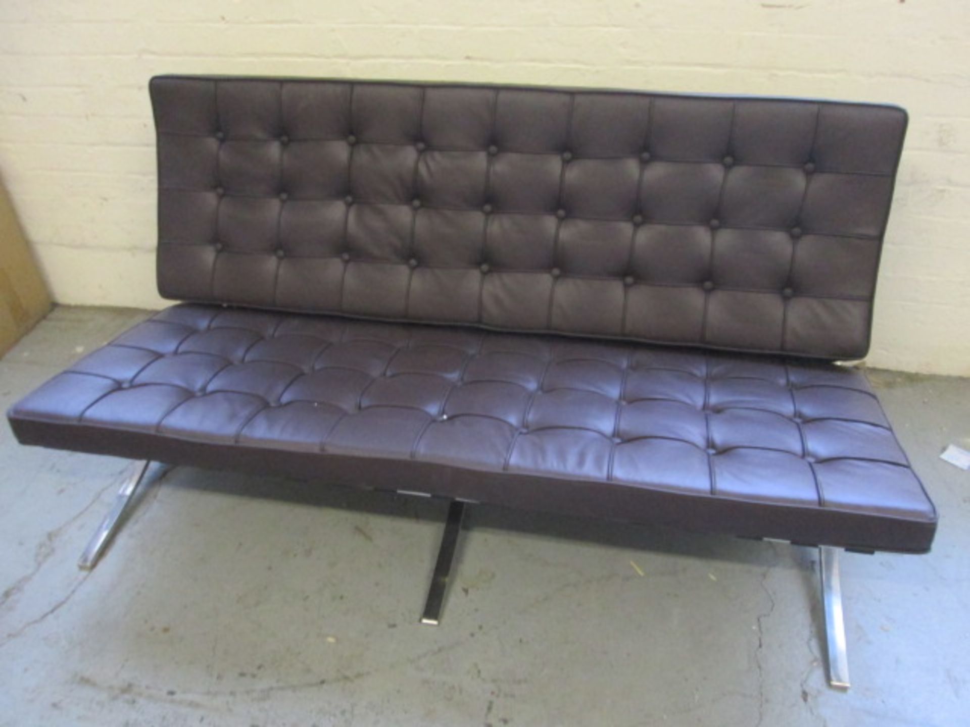 Boxed/As New: Pavilion Style 2 Seater Polished Stainless Steel Sofa with Brown Leather Cushions & - Image 5 of 6