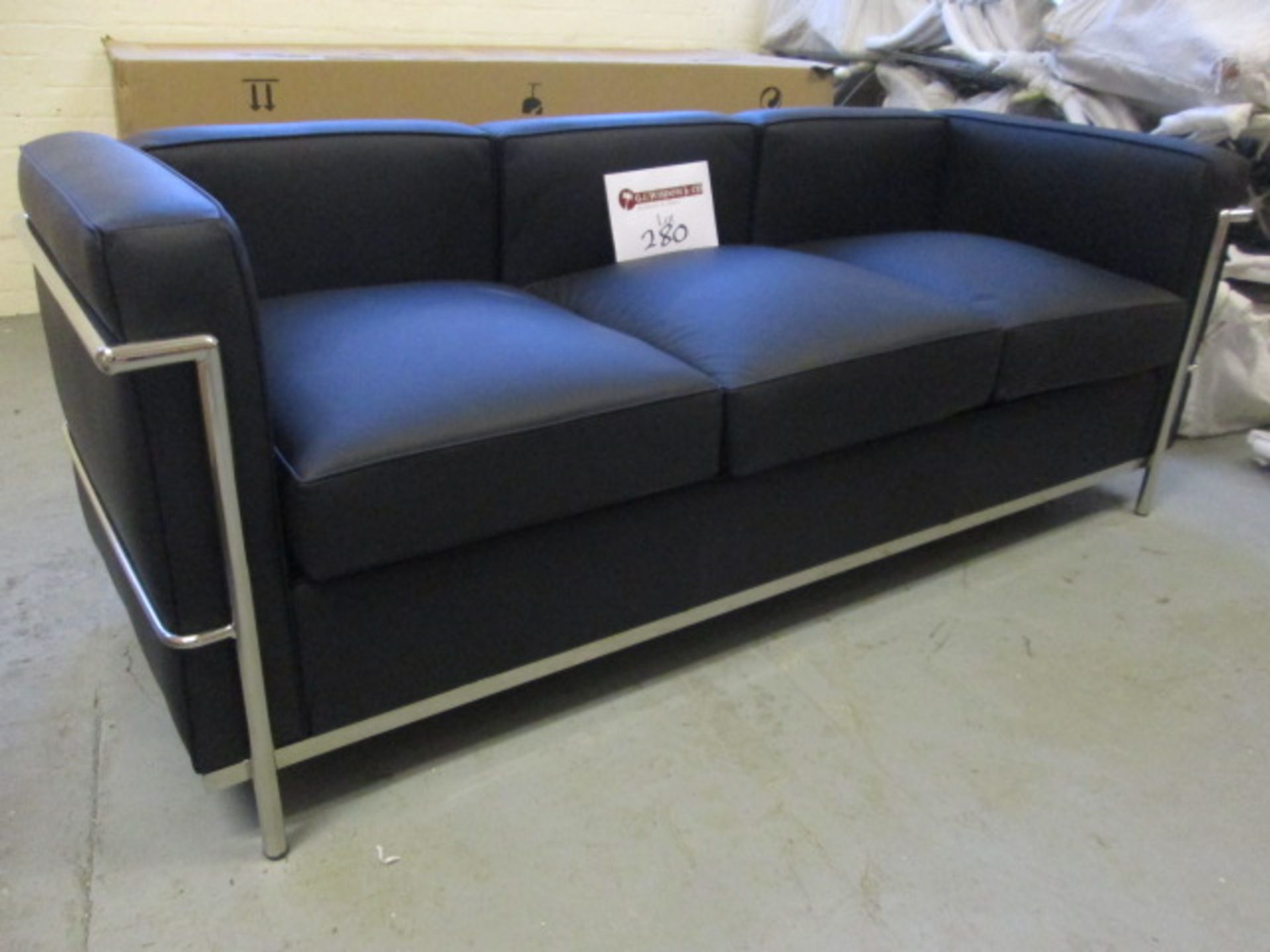 Boxed/As New: Petit 3 Seater Sofa (Replica Inspired by Le Corbusier Style). With Chrome Frame &