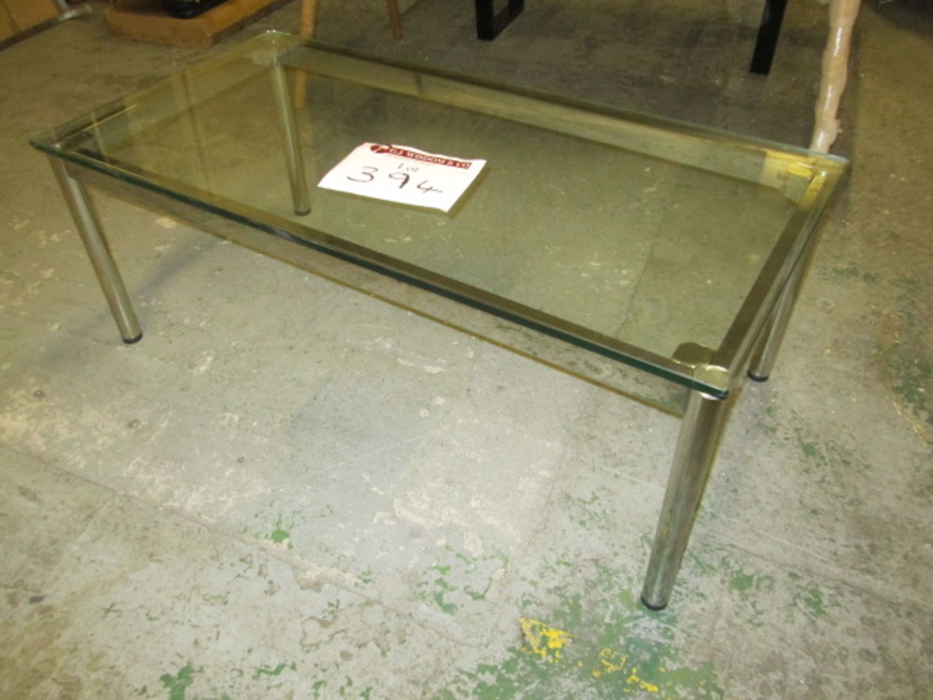 Boxed/As New: Coffee Table with Chrome Tube Legs, Square Frame & Glass Top. Size (H) 45cm x (W)