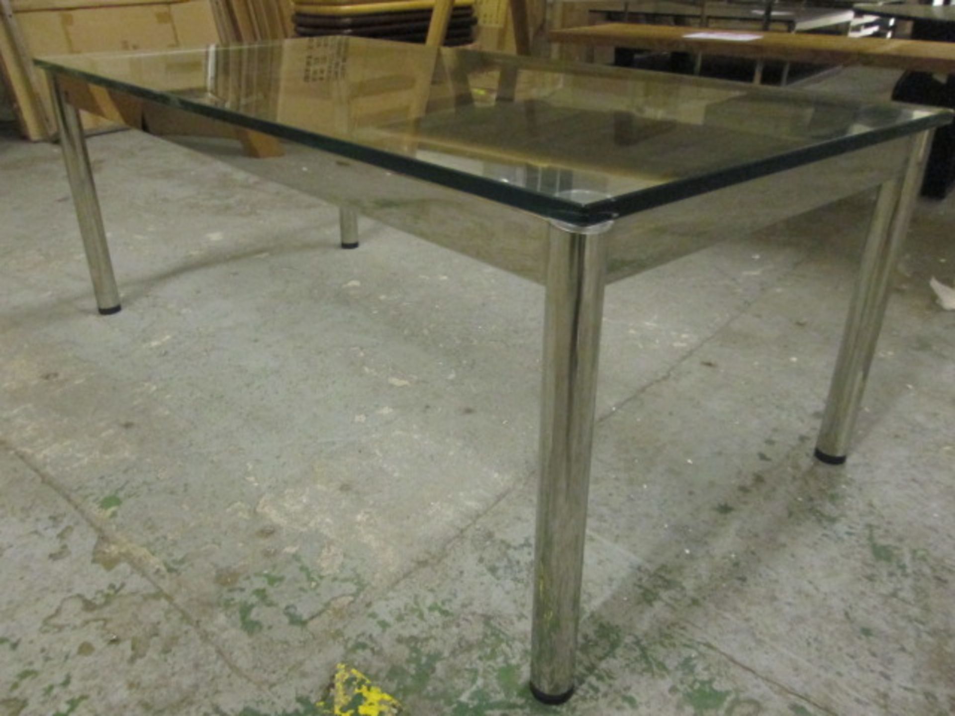 Boxed/As New: Coffee Table with Chrome Tube Legs, Square Frame & Glass Top. Size (H) 45cm x (W) - Image 2 of 3