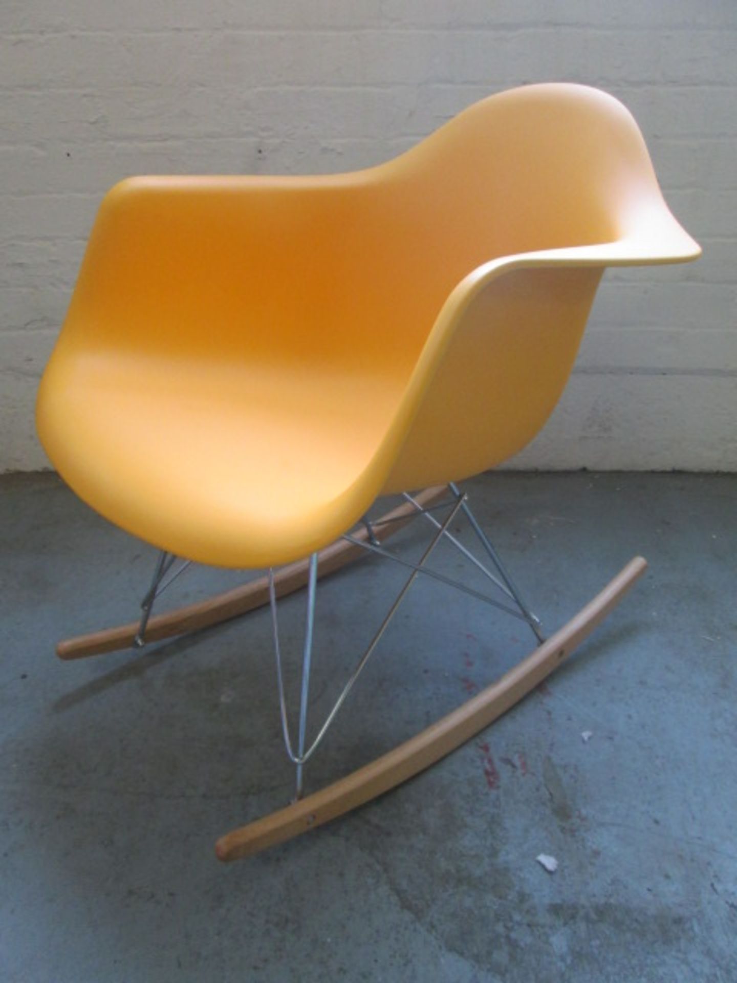 As New/Assembled: Mustard Yellow RAR Rocker Chair in Charles Eames Style in Polypropylene Matt.