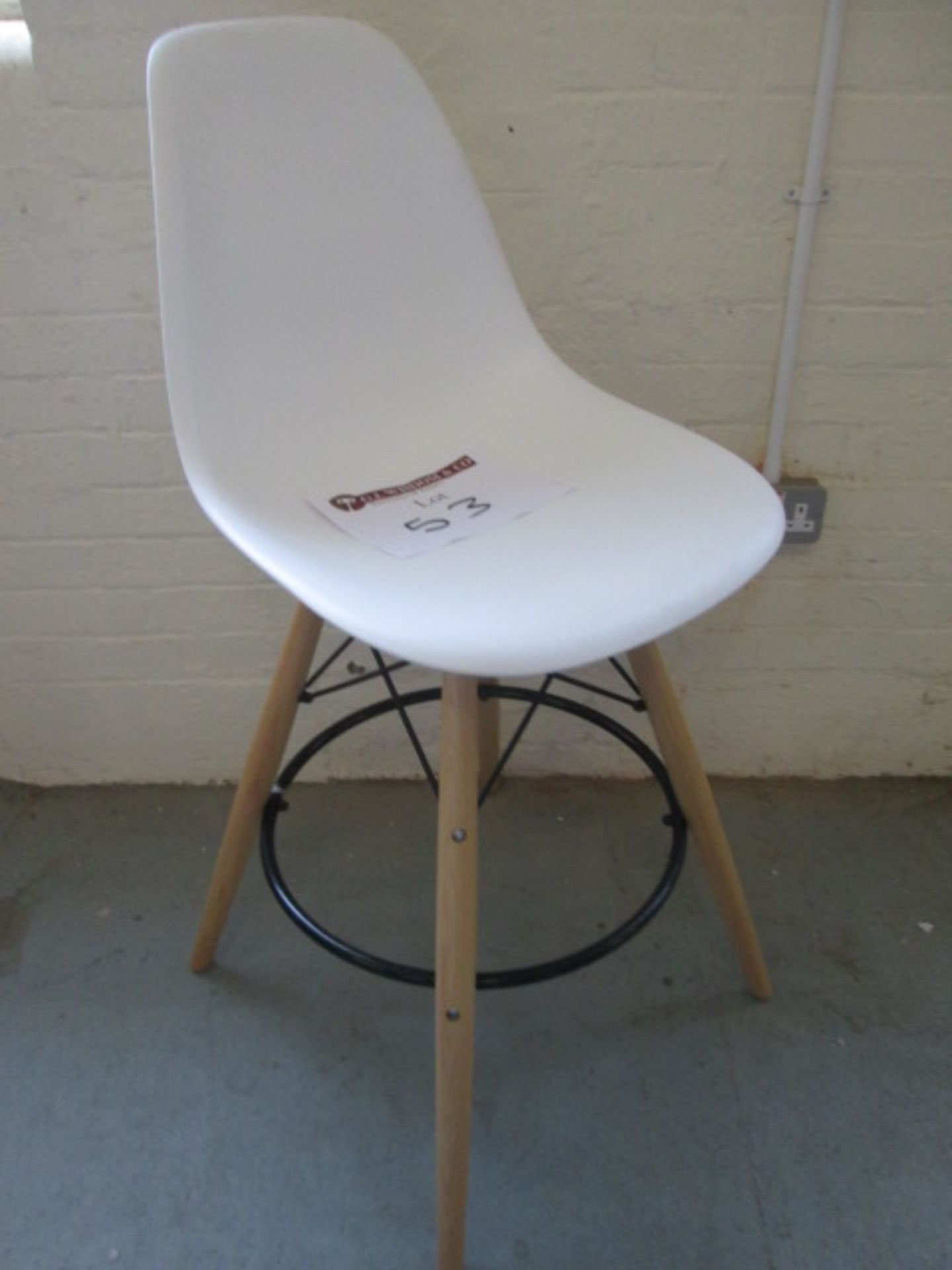 As New: White DSW Bar Stool in Charles Eames Style in Polypropylene Matt.