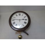 Antique Mahogany Mechanical Railway/Post Office Fusee Pendulum Clock. 12" Clock Face (15" Diameter