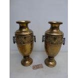 Pair of Brass Urns, Size 34cm High