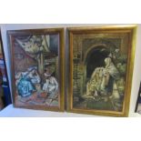 Pair of Large Oil on Canvas Paintings in Gold Coloured Frame. Thought to be by Ihsan Al Khateed,