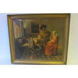 A Genuine Reproduction by Fiehl, Oil on Canvas In Gold Coloured Frame Titled "The Wine Glass" by