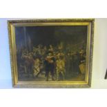 A Genuine Reproduction by Fiehl, Oil on Canvas in Gold Gilt Coloured Frame, Titled "Cavaliers