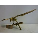Brass Eagle Ornament with Wings Outstretched. Measures 18.5" to the Tips, Stands 9" to the Highest