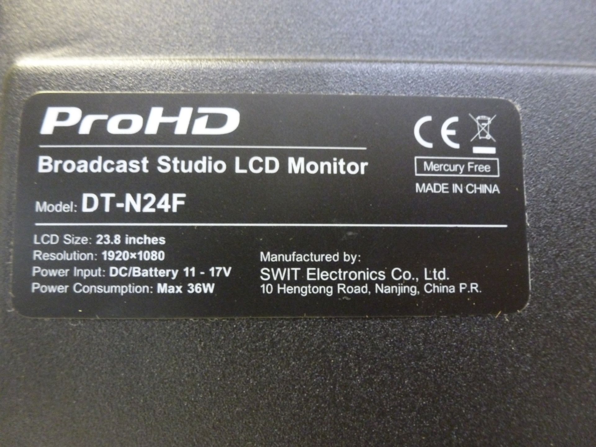 Pro HD 24" Broadcast Panel Studio LCD Monitor, Model DT-N24F, S/n 00090779. Comes with Power - Image 6 of 8