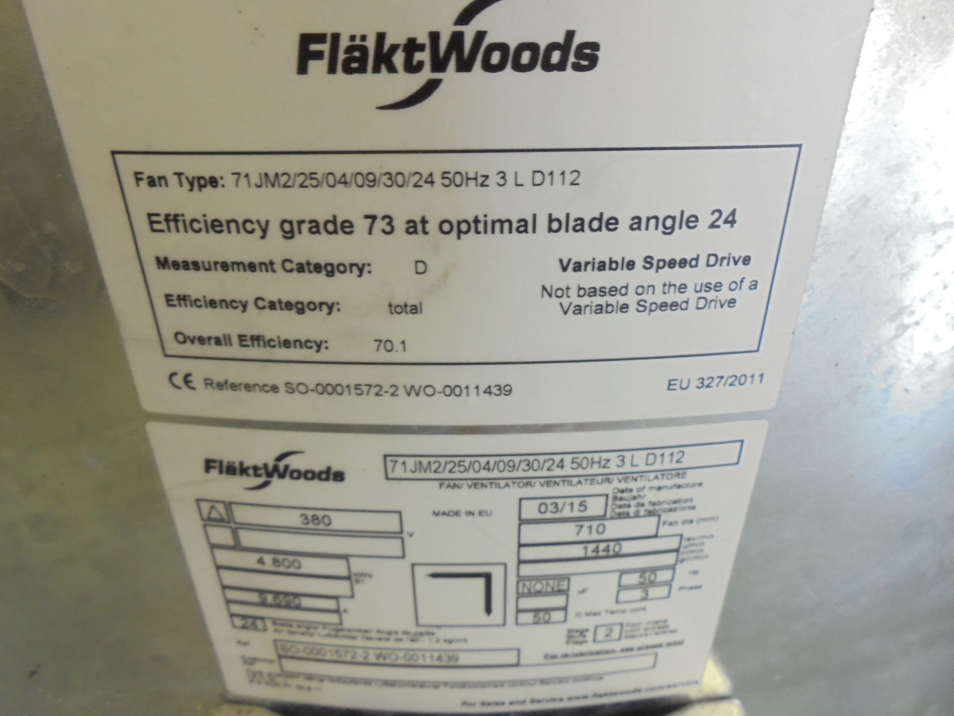 Flaktwoods JM Aerofoil Contra Rotating 2 Stage Fan, Model 71 JM2/25/04/09/30/24. 3 Phase. Appears - Image 3 of 7