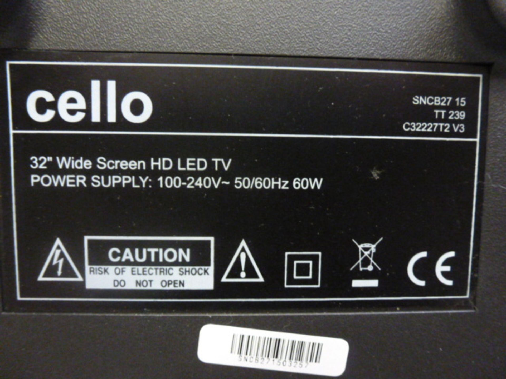 Cello 32" HD LED TV on Stand. No Remote. - Image 3 of 4