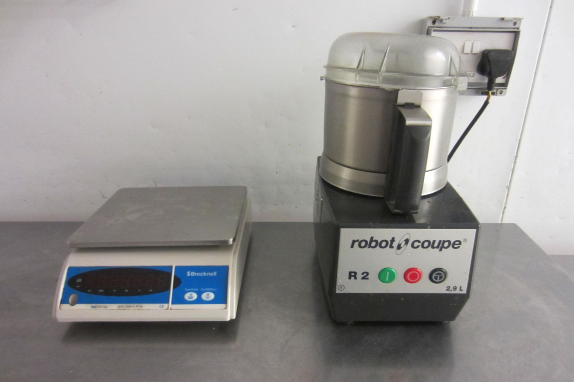 Robot Coupe R2 Blender (NOTE: Failed Safety) and a Set of Brecknell Weighing Scales.